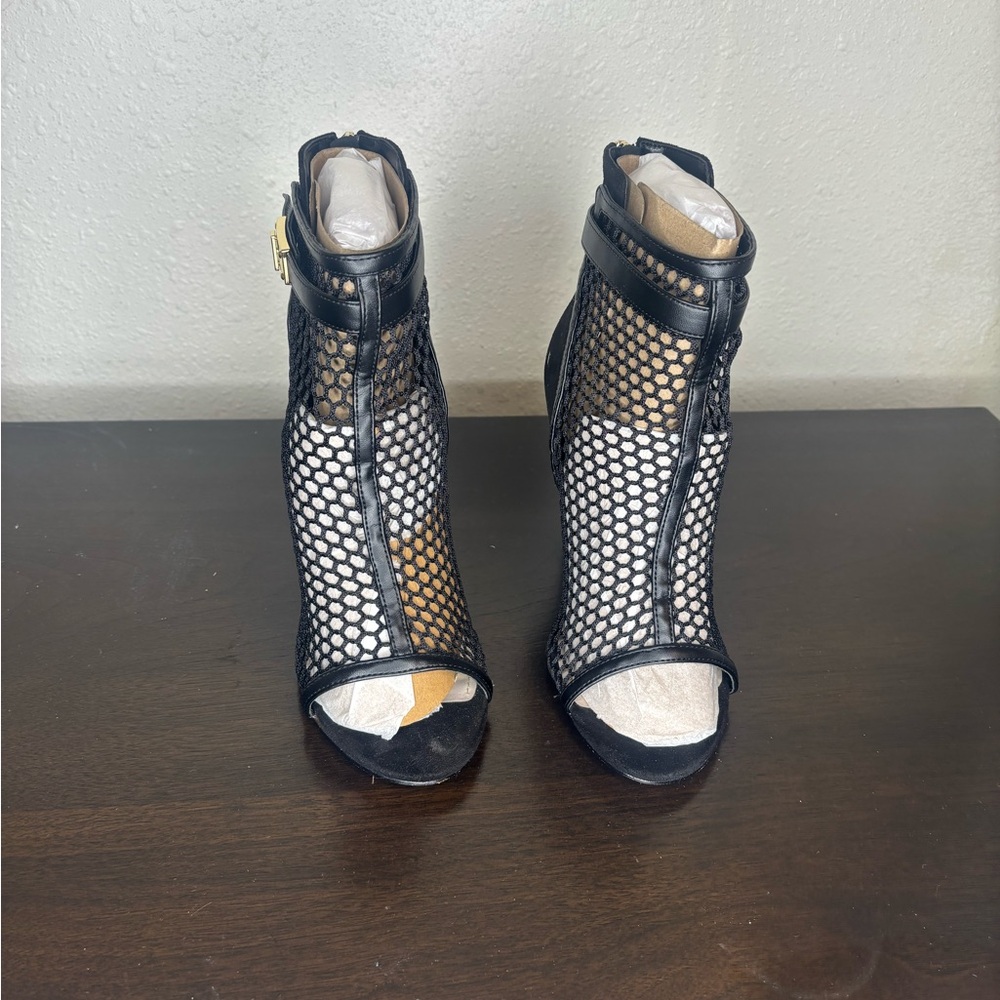 Nine West Black Ankle Booties with Mesh Design